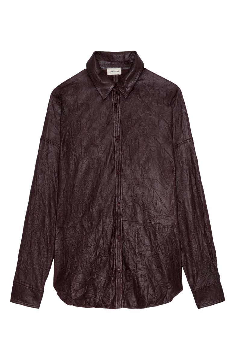 Zadig & Voltaire Tamara Textured Lambskin Leather Shirt, Alternate, color, 