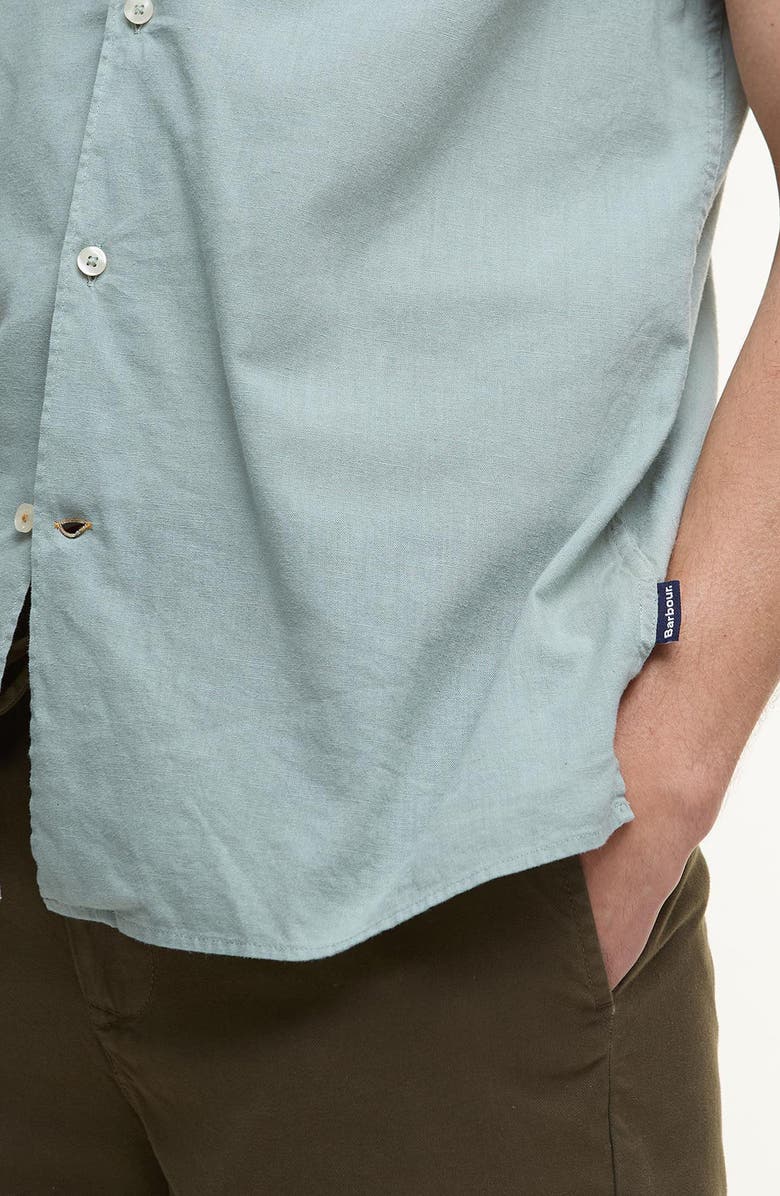 Barbour Nelson Garment Dye Cotton & Linen Camp Shirt, Alternate, color, Pale Apple