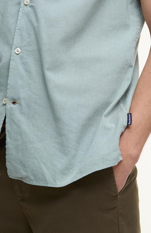 Barbour Nelson Garment Dye Cotton & Linen Camp Shirt In Pale Apple