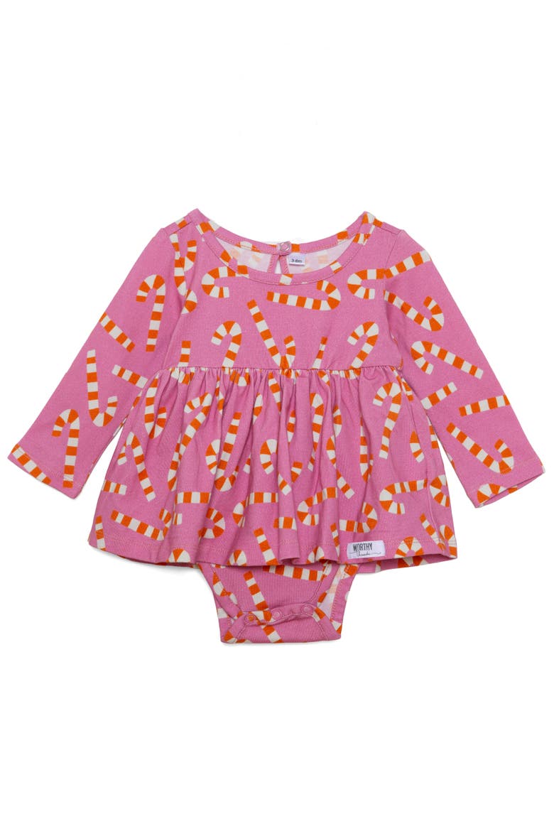 Christmas Long Sleeve Bubble Romper, Main, color, Candy Canes