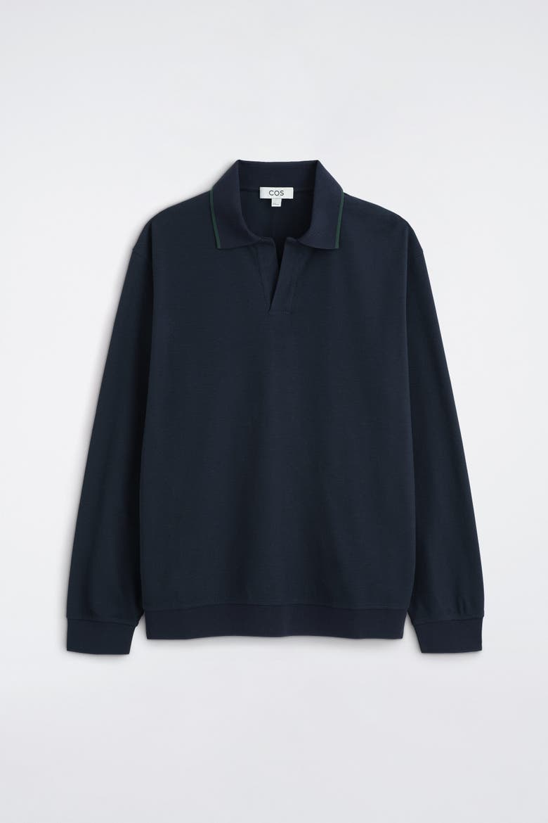 Contrast-tipped Cotton-pique Polo Shirt, Alternate, color, NAVY / GREEN