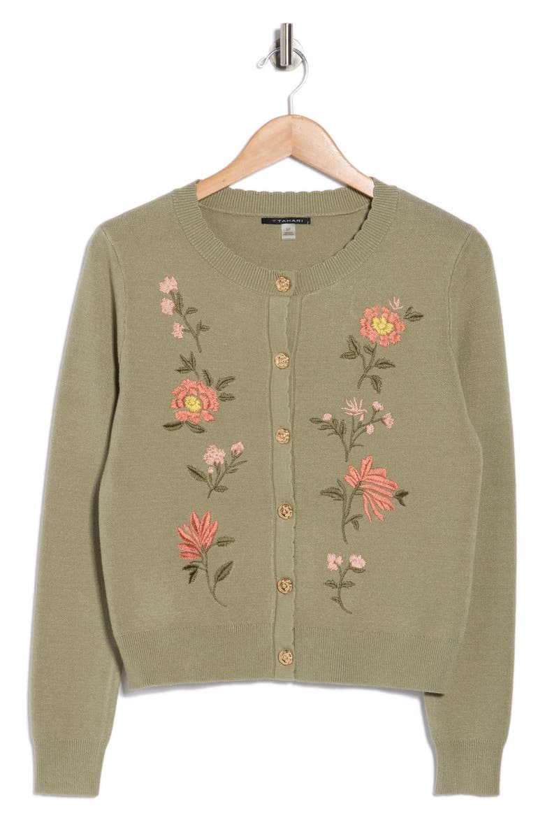 Embroidered Cardigan, Alternate, color, SPRING OLIVE