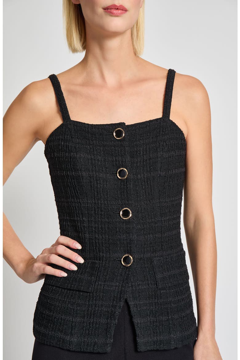 Tonal Plaid Knit Tank, Alternate, color, BLACK