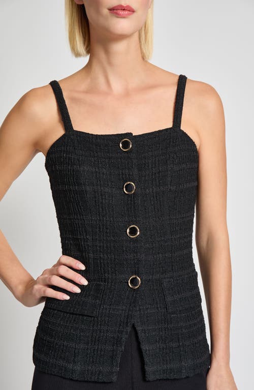 Misook Tonal Plaid Knit Tank In Black