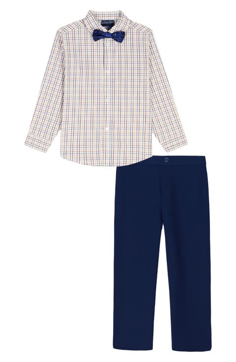 Kids' Tribeca Check Button-Up Shirt, Pants & Bow Tie Set (Toddler & Little Kid)