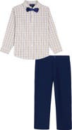 Tommy Hilfiger Kids' Tribeca Check Button-Up Shirt, Pants & Bow Tie Set