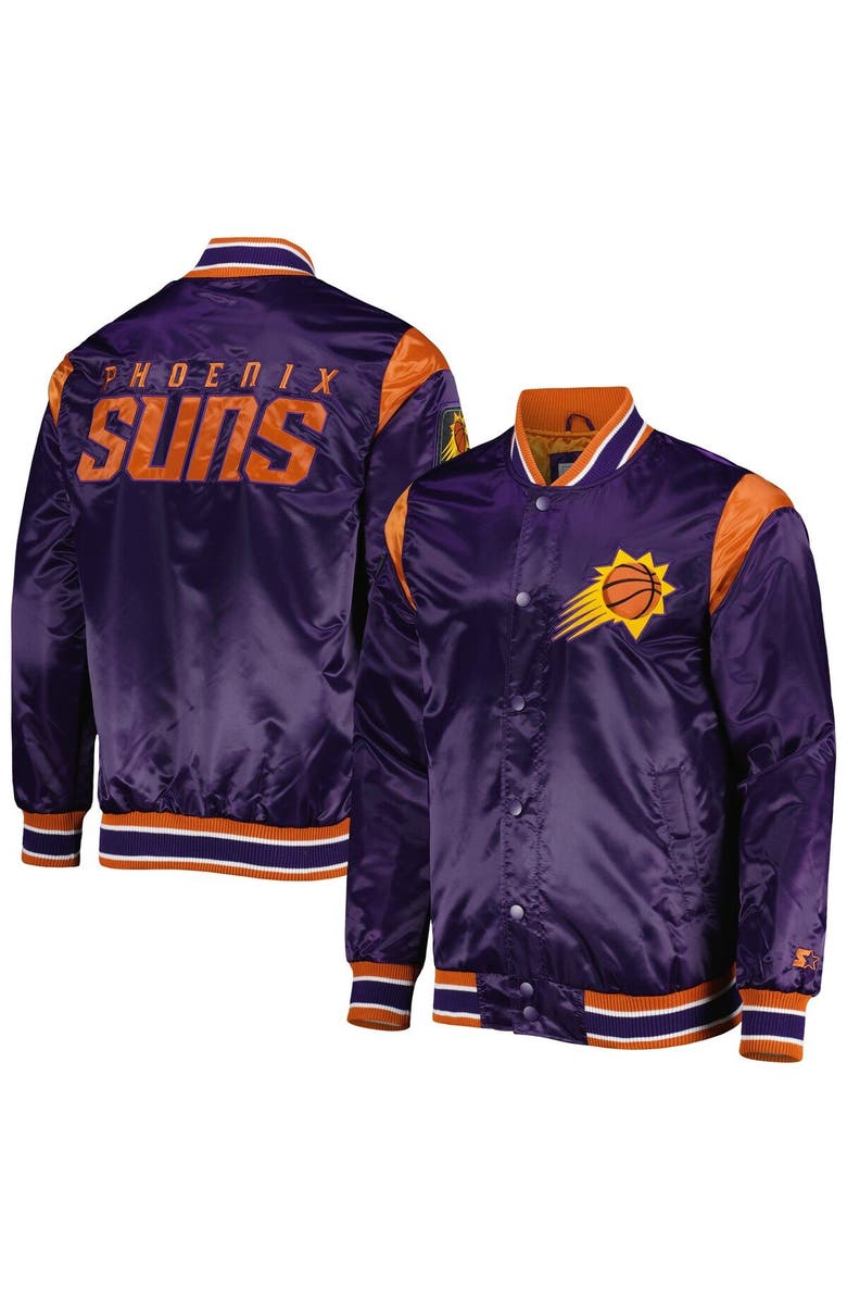 STARTER Men's Starter Purple Phoenix Suns Force Play Satin Full-Snap Varsity Jacket, Main, color, Purple