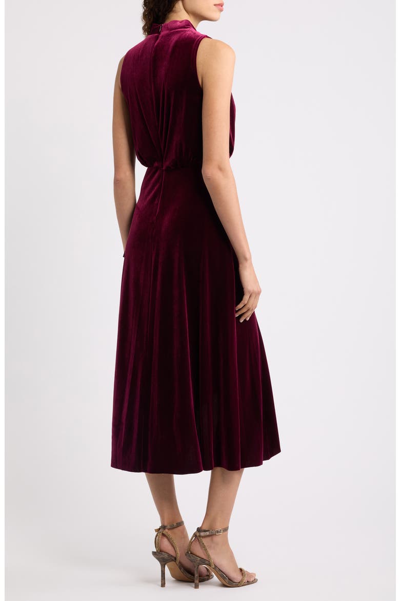 Cowl Neck Velvet Midi Dress, Alternate, color, WINE