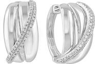 EFFY Sterling Silver Pavé Diamond Huggie Hoop Earrings