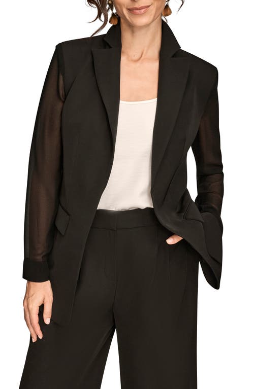 Donna Karan New York Sheer Sleeve Blazer In Black