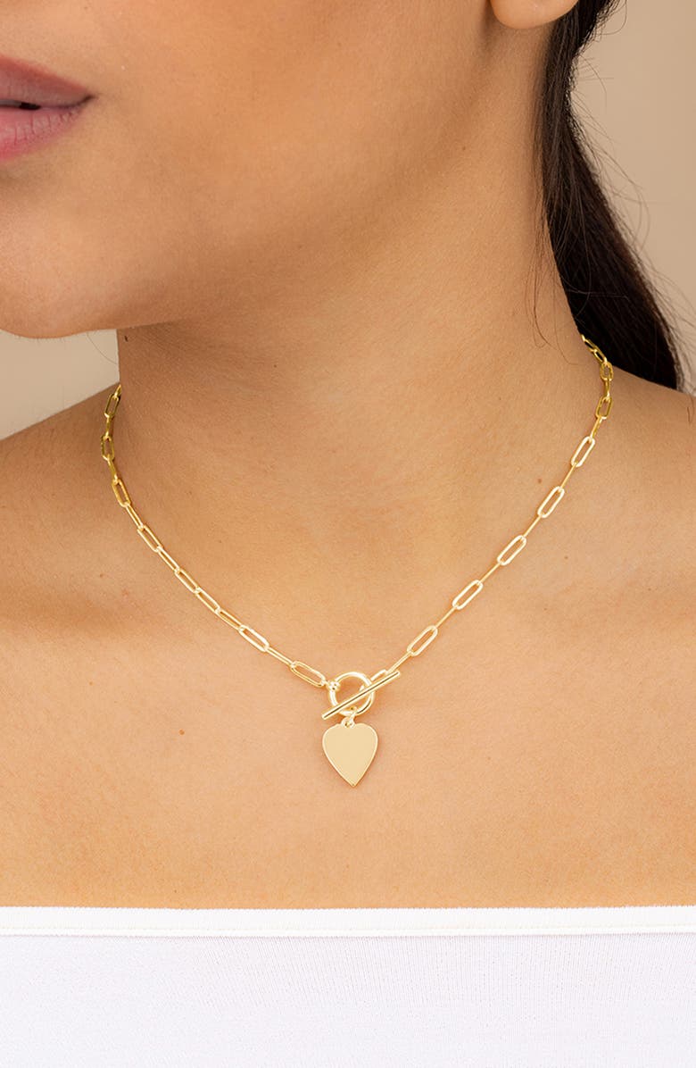 Sterling Forever Heart Toggle Pendant Necklace, Alternate, color, Gold