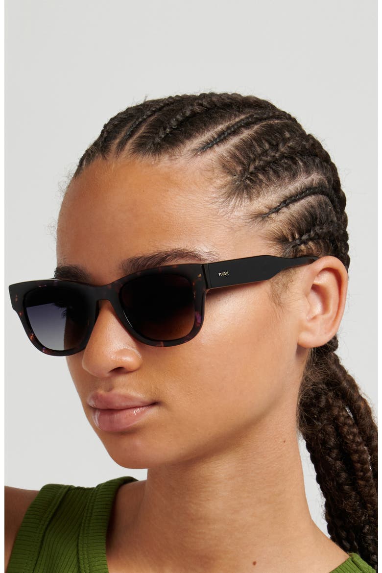 50mm Gradient Square Sunglasses, Alternate, color, LILAC HAVANA/ DARK GREY SF