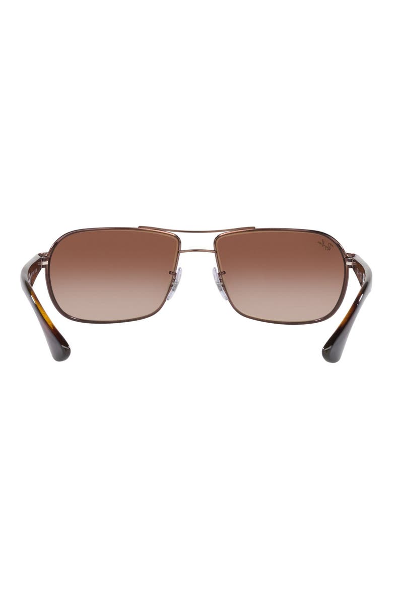 62mm Square Gradient Polarized Sunglasses, Alternate, color, BROWN