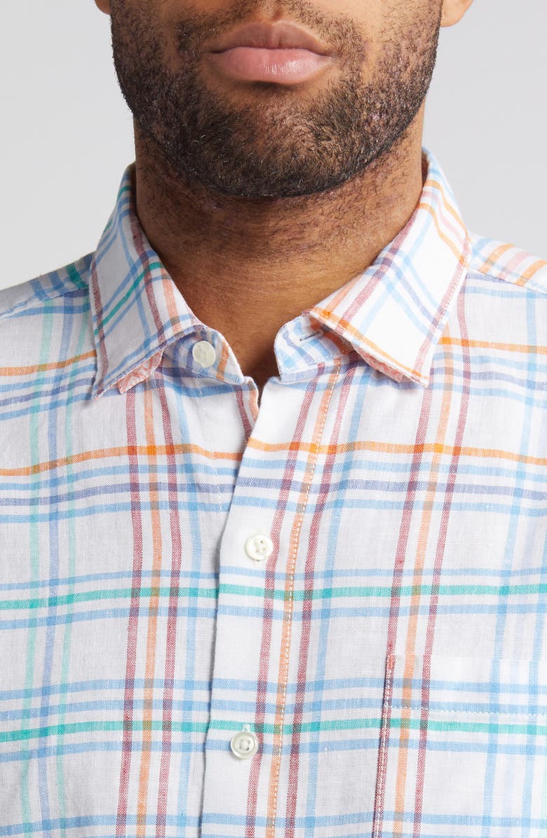 Tommy Bahama Barbados Breeze La Vida Check Linen Blend Button-Up Shirt, Alternate, color, White