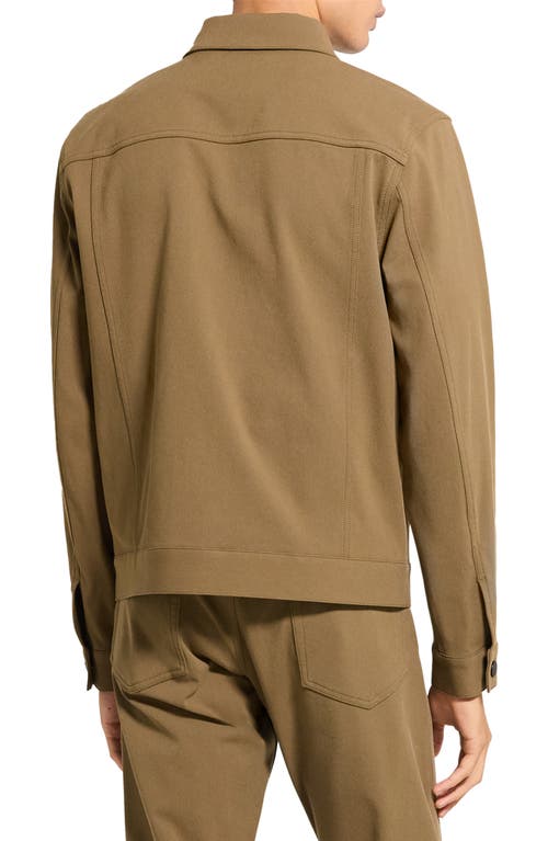 Theory River Cotton Blend Twill Trucker Jacket In Brown