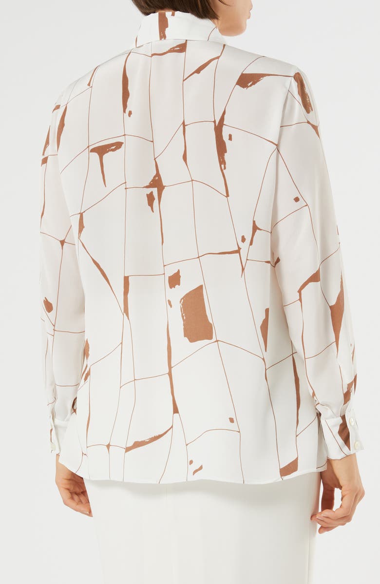 Marina Rinaldi Nettare Print Silk Tunic Shirt, Alternate, color, White