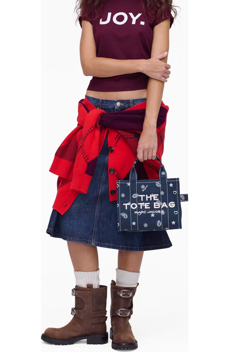 Marc Jacobs The Small Cotton Canvas Tote, Alternate, color, Navy Multi