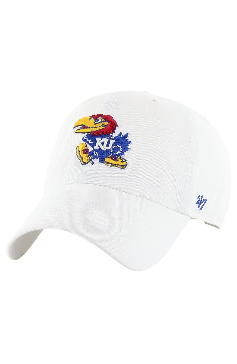 '47 Men's '47 White Kansas Jayhawks Clean Up Adjustable Hat, Main, color,