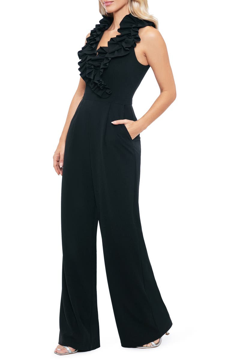 Xscape Evenings Ruffle Neck Scuba Crepe Jumpsuit, Alternate, color, 
