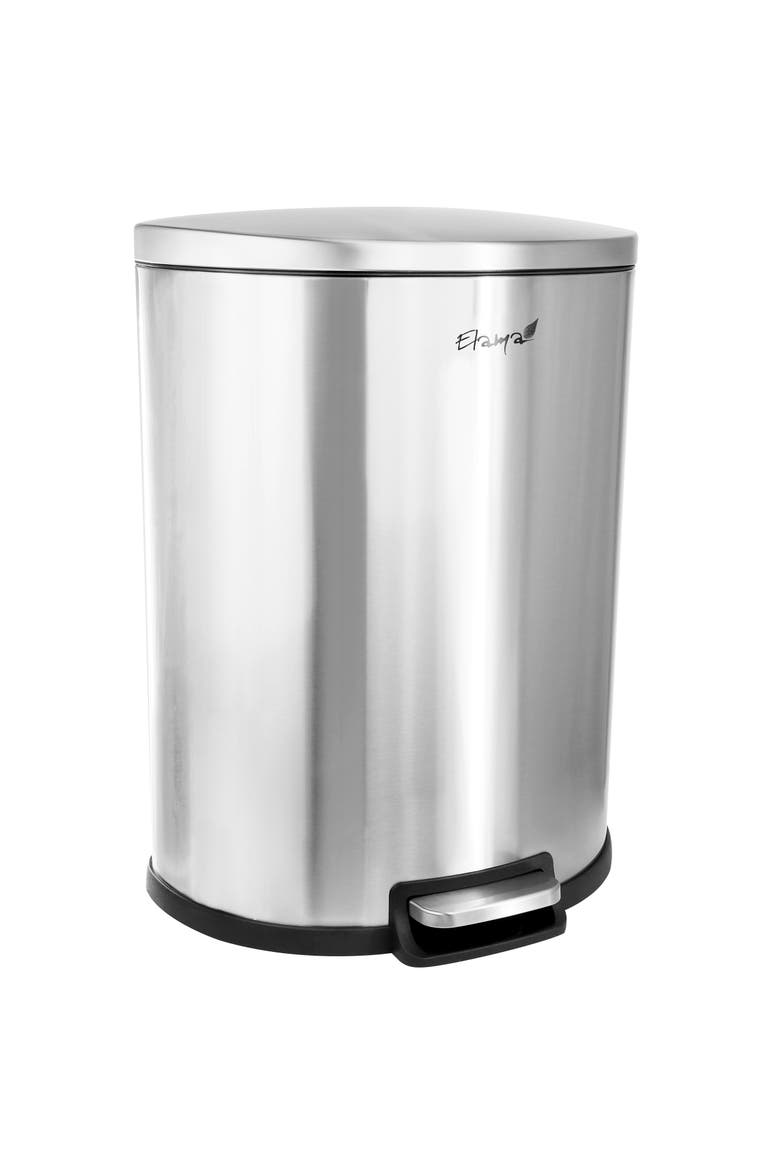 13 Gallon Half Circle Stainless Steel Trash Bin, Main, color, Silver