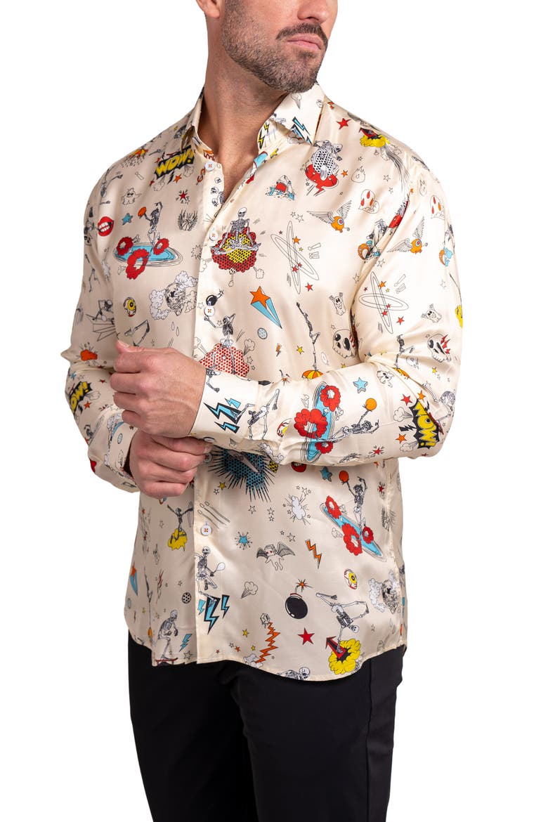 Fibonacci Ascension Contemporary Fit Button-Up Shirt, Alternate, color, IVORY