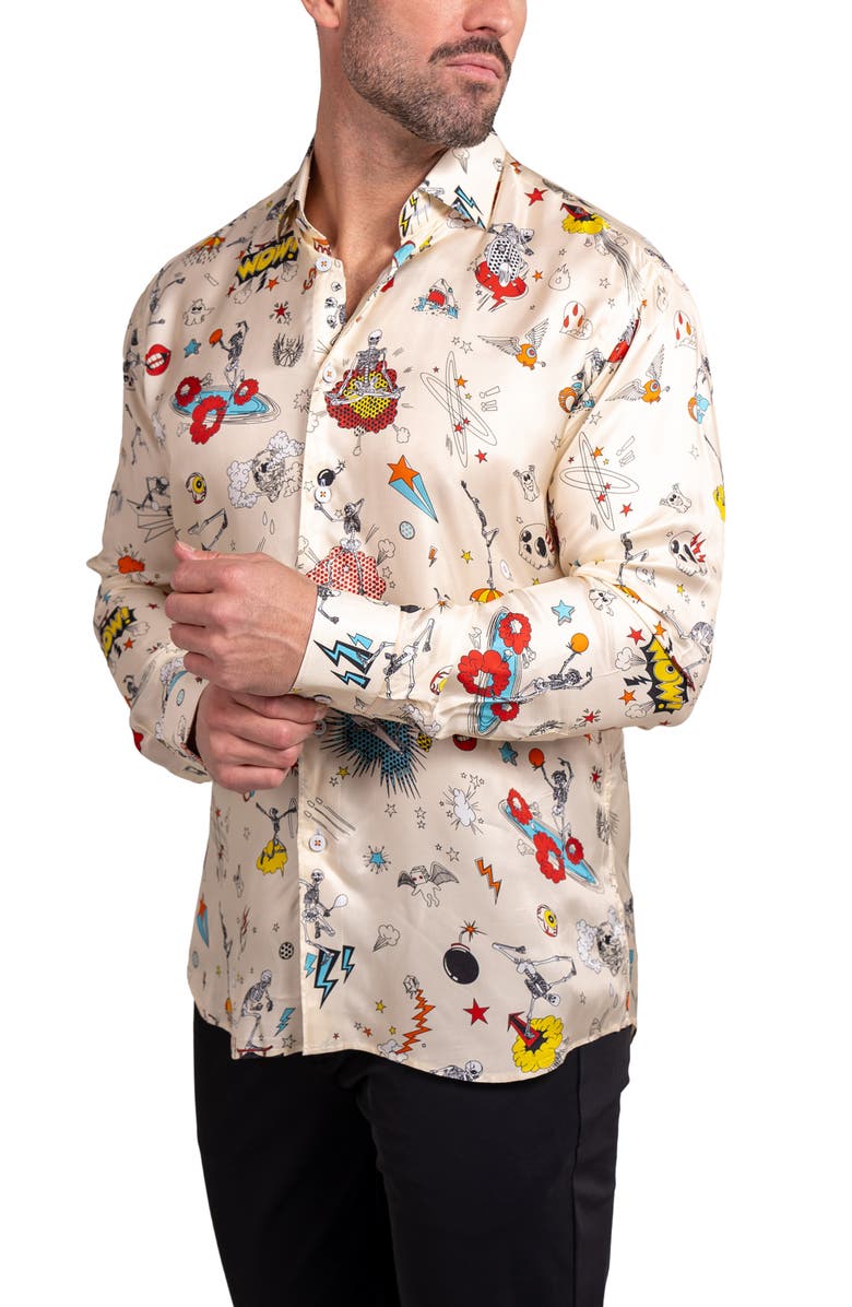 Maceoo Fibonacci Ascension Contemporary Fit Button-Up Shirt, Alternate, color, Ivory