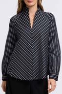 Foxcroft Daphne Stripe Stretch Cotton Blend Pullover Shirt