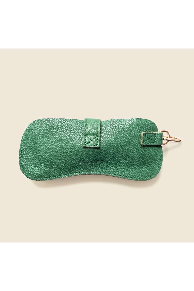 Leather Sunglasses Case with Key Ring, Alternate, color, Green