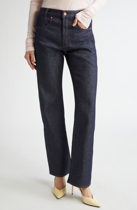 Curved Organic Cotton Straight Leg Jeans