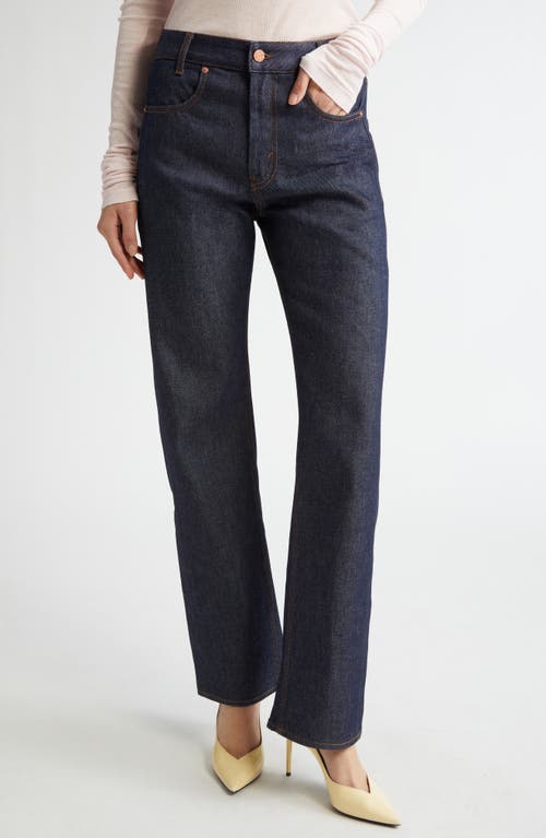 Shop Bite Studios Curved Organic Cotton Straight Leg Jeans In Dark Blue