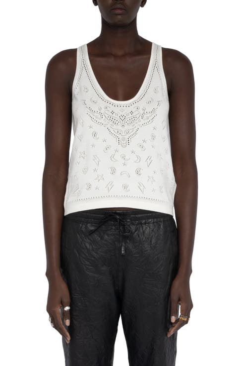 Jossy Bandana Pointelle Cotton Sweater Tank