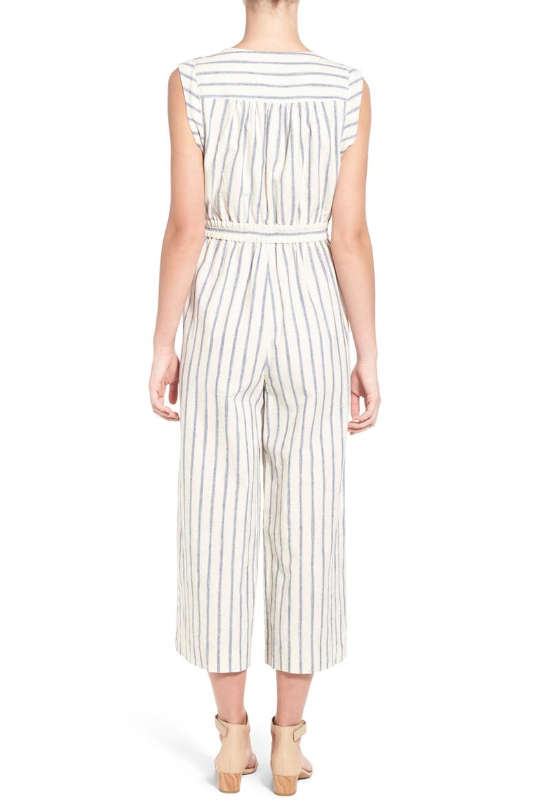 Ikat Stripe Tie Front Culotte Jumpsuit, Alternate, color, IKAT STRIPE