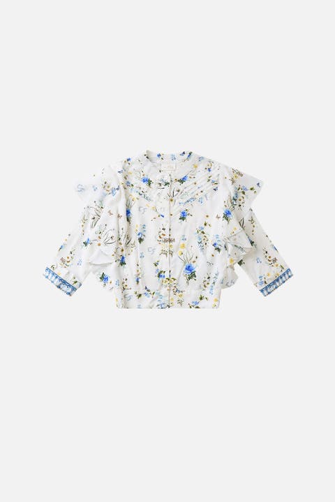 Kids Frill Blouse W Pintucks