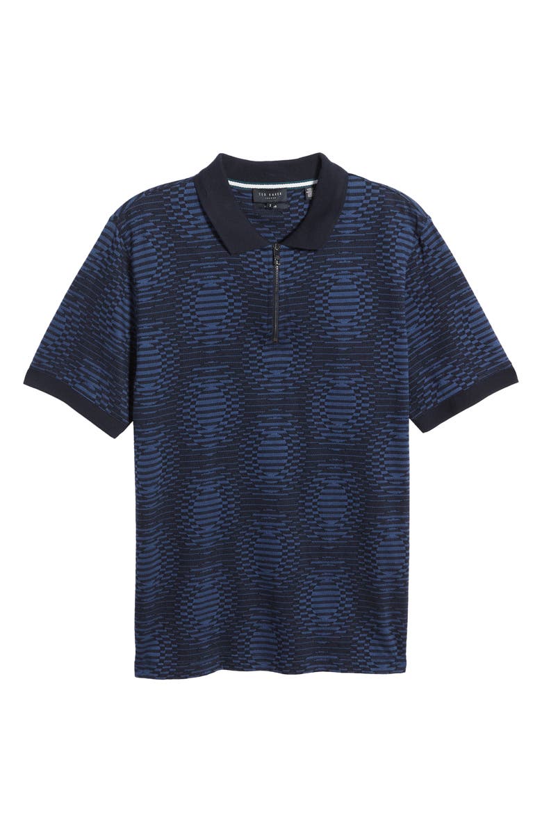 Ted Baker London Distorted Spot Quarter Zip Jacquard Polo, Alternate, color, 
