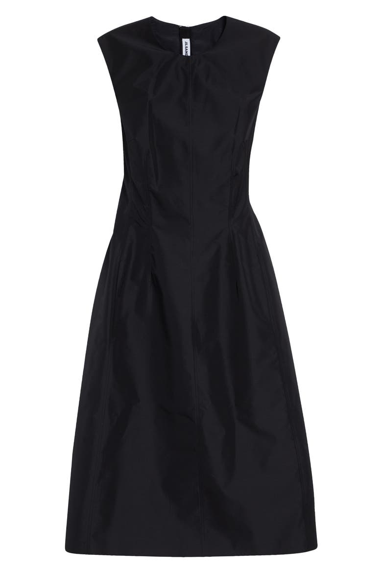 Technical Faille Midi Dress, Alternate, color, BLACK