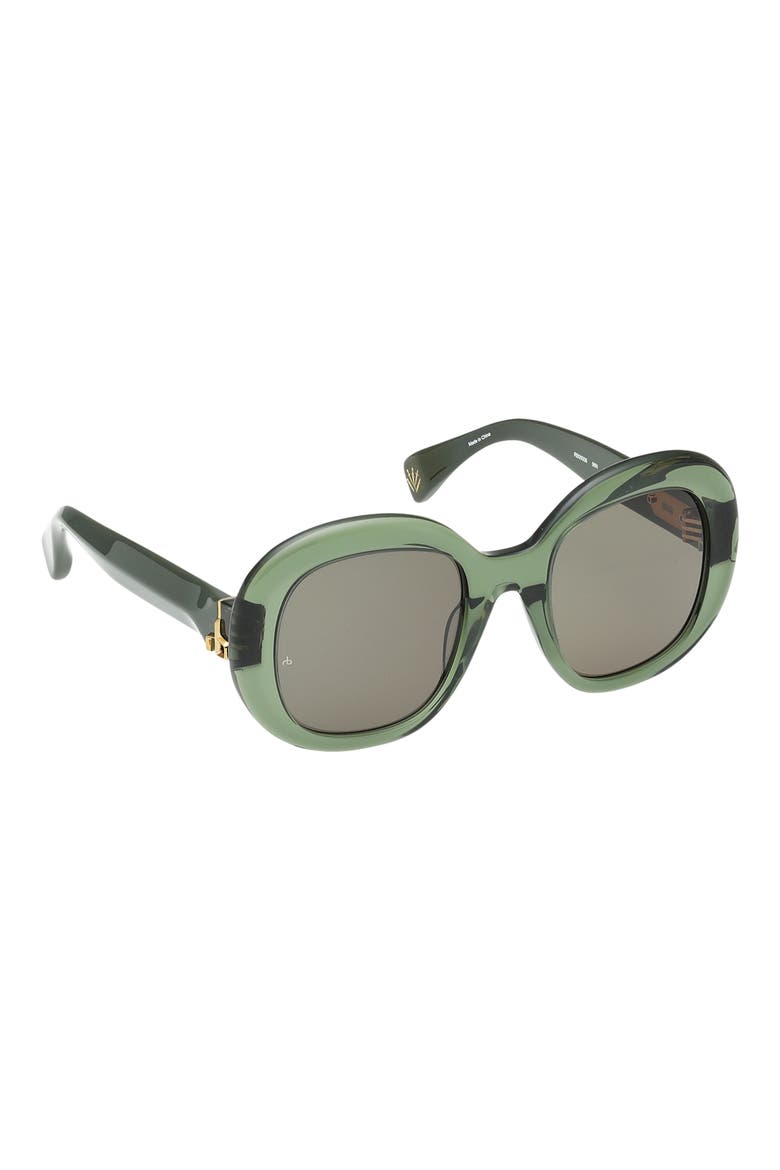 52mm Round Sunglasses, Alternate, color, CRYSTAL OLIVE / GREEN LENSES