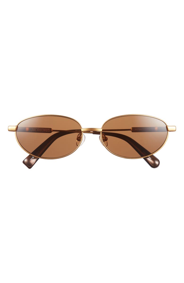 Jacquemus Les Lunettes Alba Sunglasses, Main, color, Matt Gold/Metallic Brown/Brown