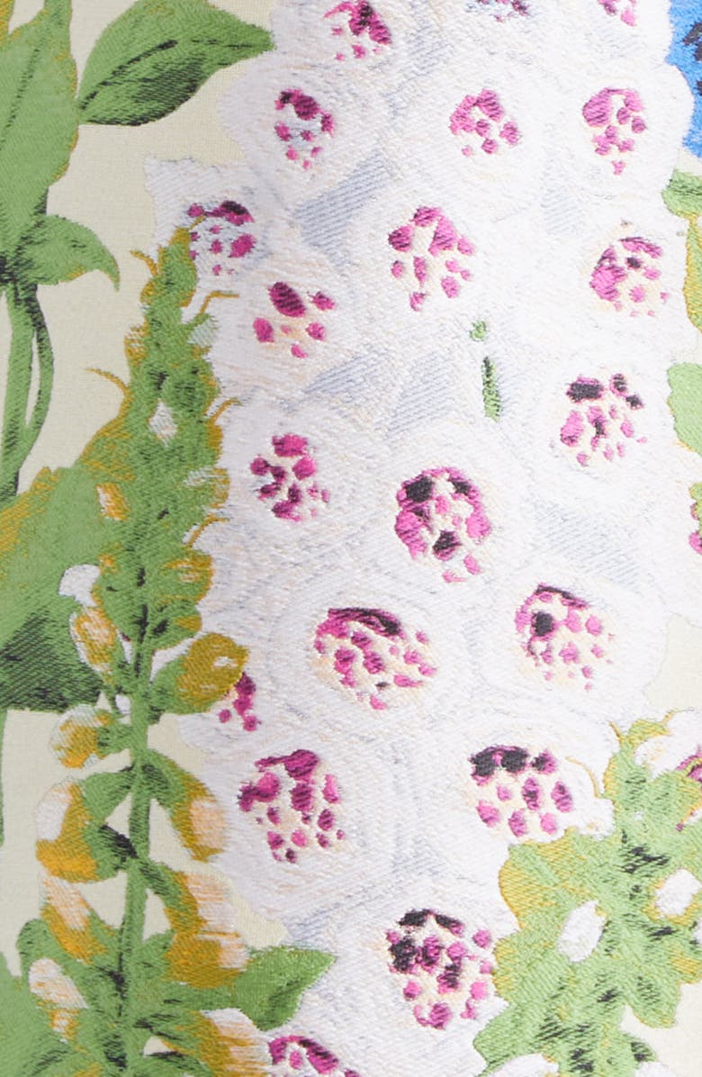 Oscar de la Renta Foxglove Jacquard Cocktail Dress, Alternate, color, Ecru Multi
