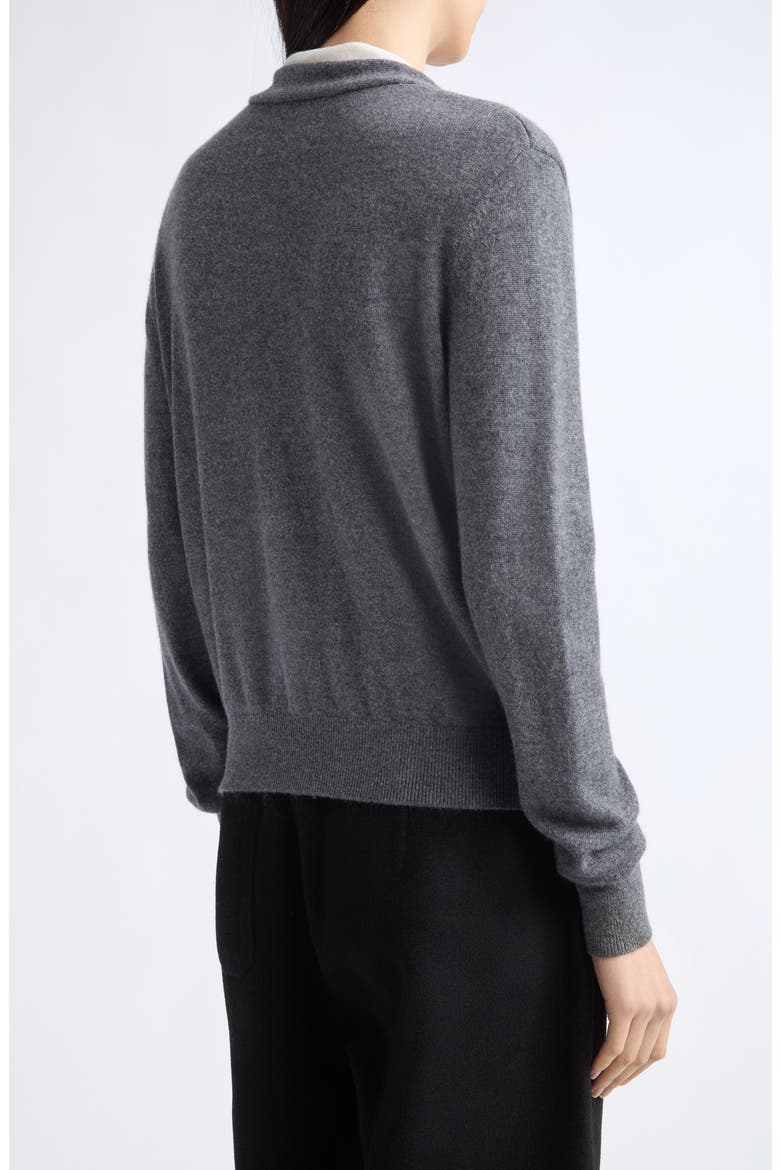 Vani Layered Cashmere Cardigan, Alternate, color, GRAPHITE/ CREAM