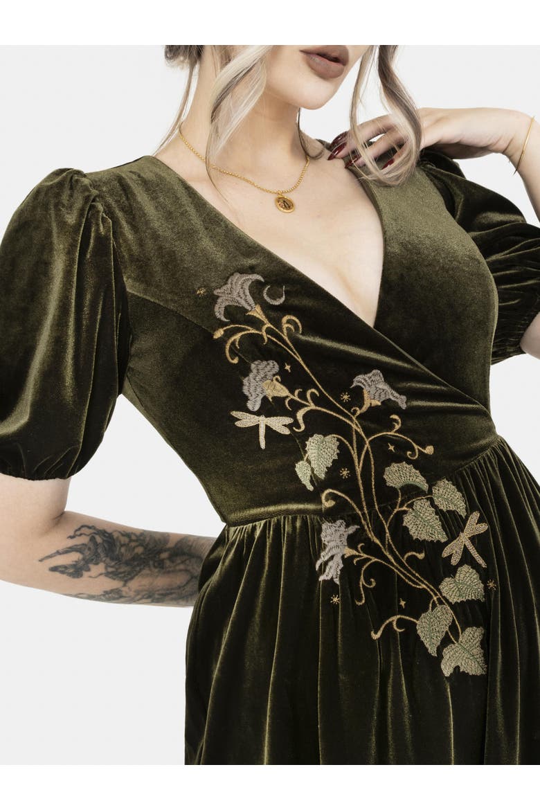 Noura Floral Dragonfly Midaxi Dress, Alternate, color, Green