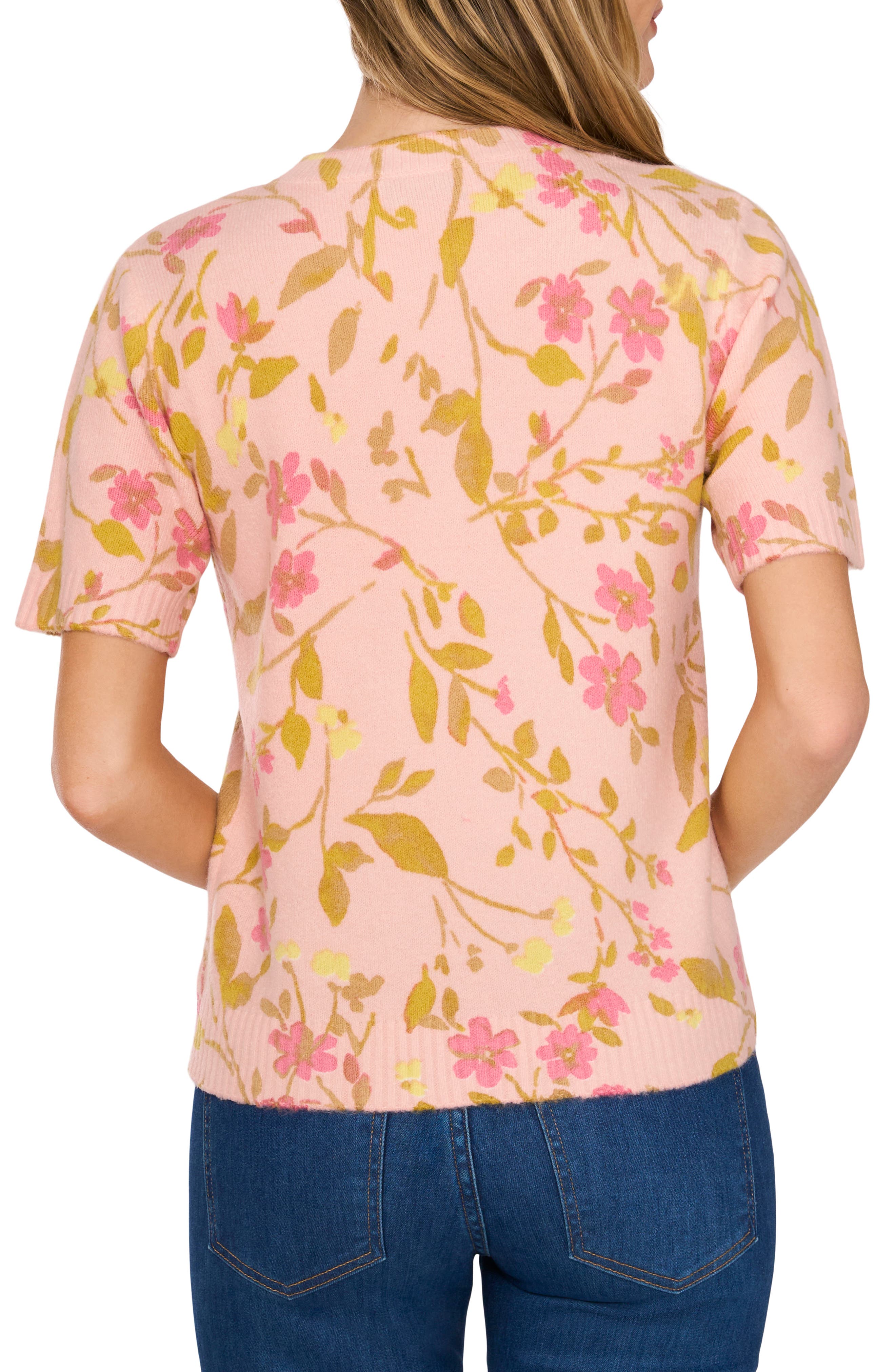 Floral Short Sleeve Sweater - image 2