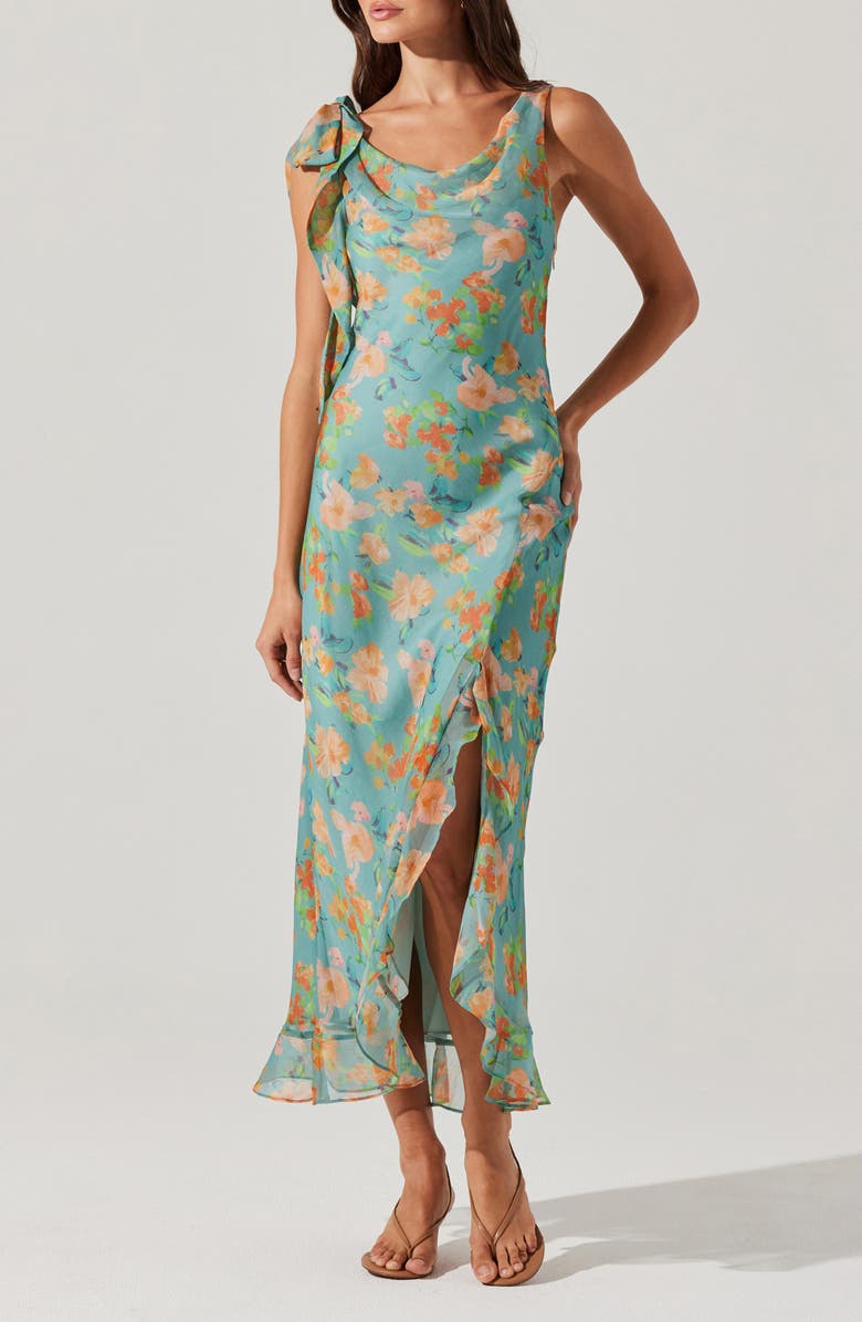 ASTR the Label Isabelle Floral Slipdress, Main, color, Blue Orange Floral