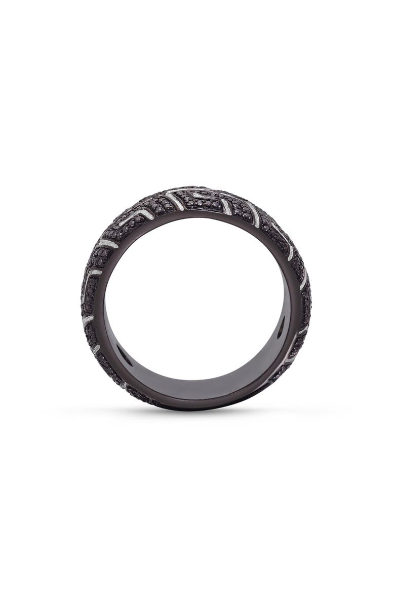 Pro Rider Tire Tread Sterling Silver & Black Diamond Ring, Alternate, color, Dark Grey