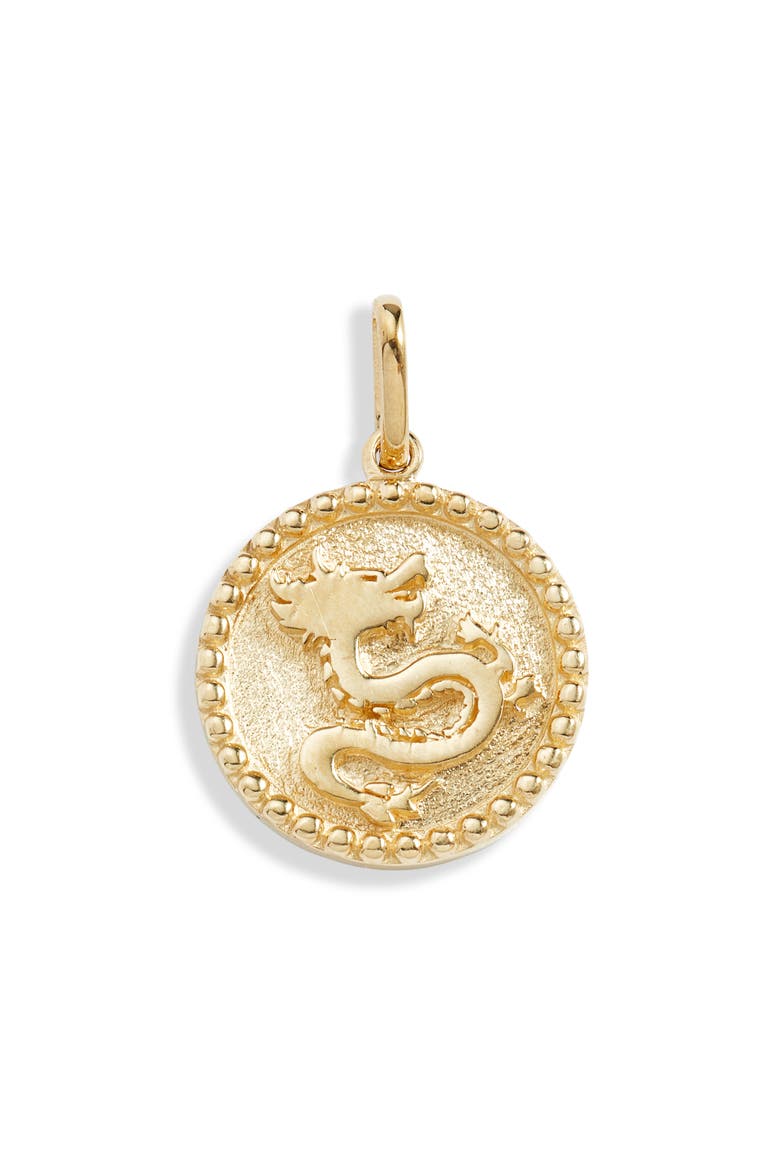 Dew Drop Dragon Medallion Pendant, Main, color, GOLD