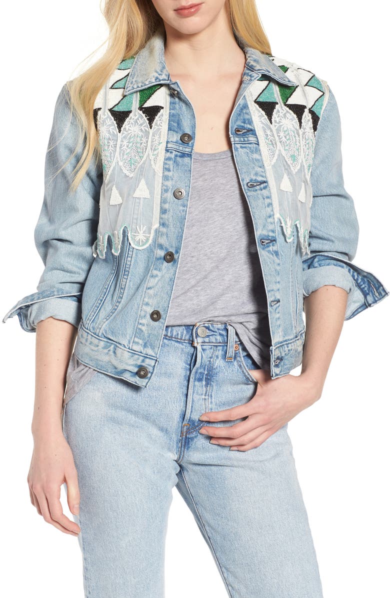 Levi's<sup>®</sup> Made & Crafted<sup>™</sup> Embellished Boyfriend Trucker Jacket, Main, color,