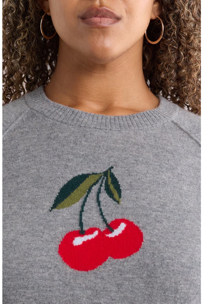 Intarsia Wool & Cashmere Sweater, Alternate, color, HEATHER GREY CHERRY