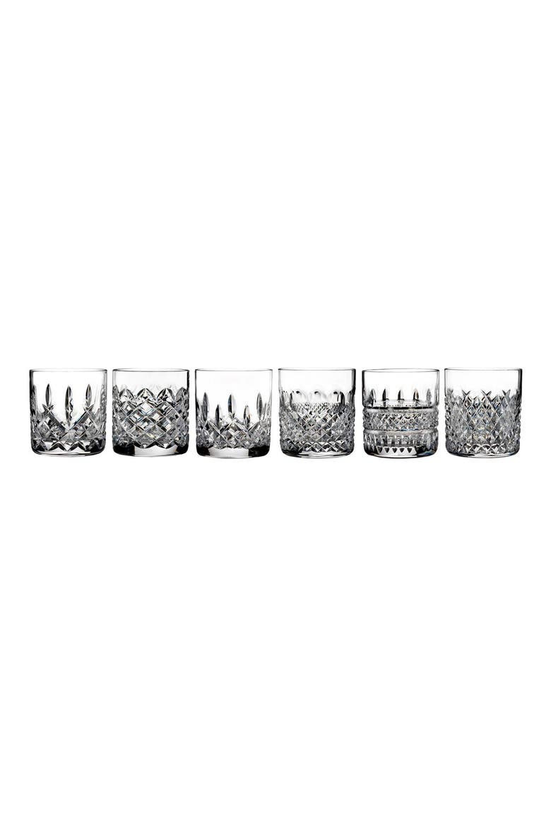 Lismore Connoisseur Heritage Set of 6 Straight Sided Lead Crystal Tumblers, Main, color, CLEAR