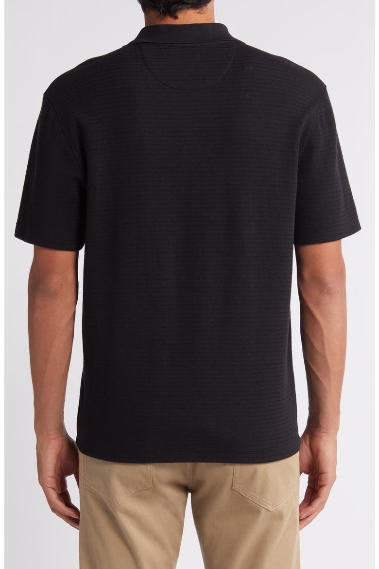 Textured Double Knit Short Sleeve Button-Up Shirt, Alternate, color, BLACK