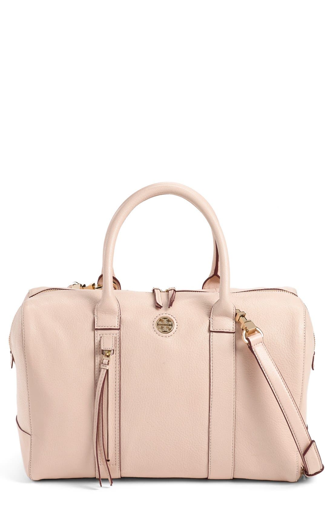 'Brody' Leather Satchel, Main, color, LIGHT OAK