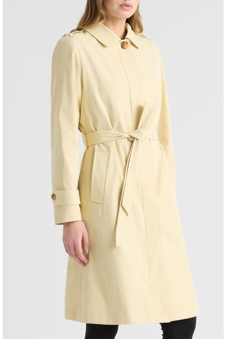 Belted Canvas Trench Coat, Alternate, color, BUTTER
